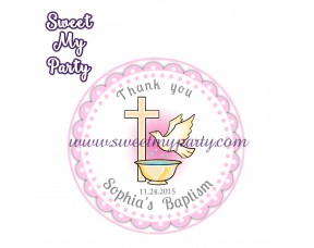 Girl Baptism stickers,Girl Christening thank you tags,(11)